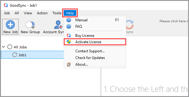 Windows Help 菜單選擇 Activate License