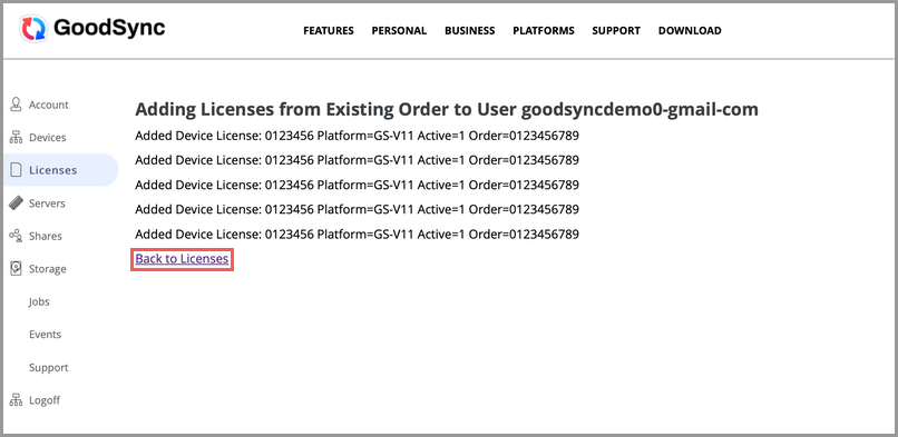 License 添加成功摘要