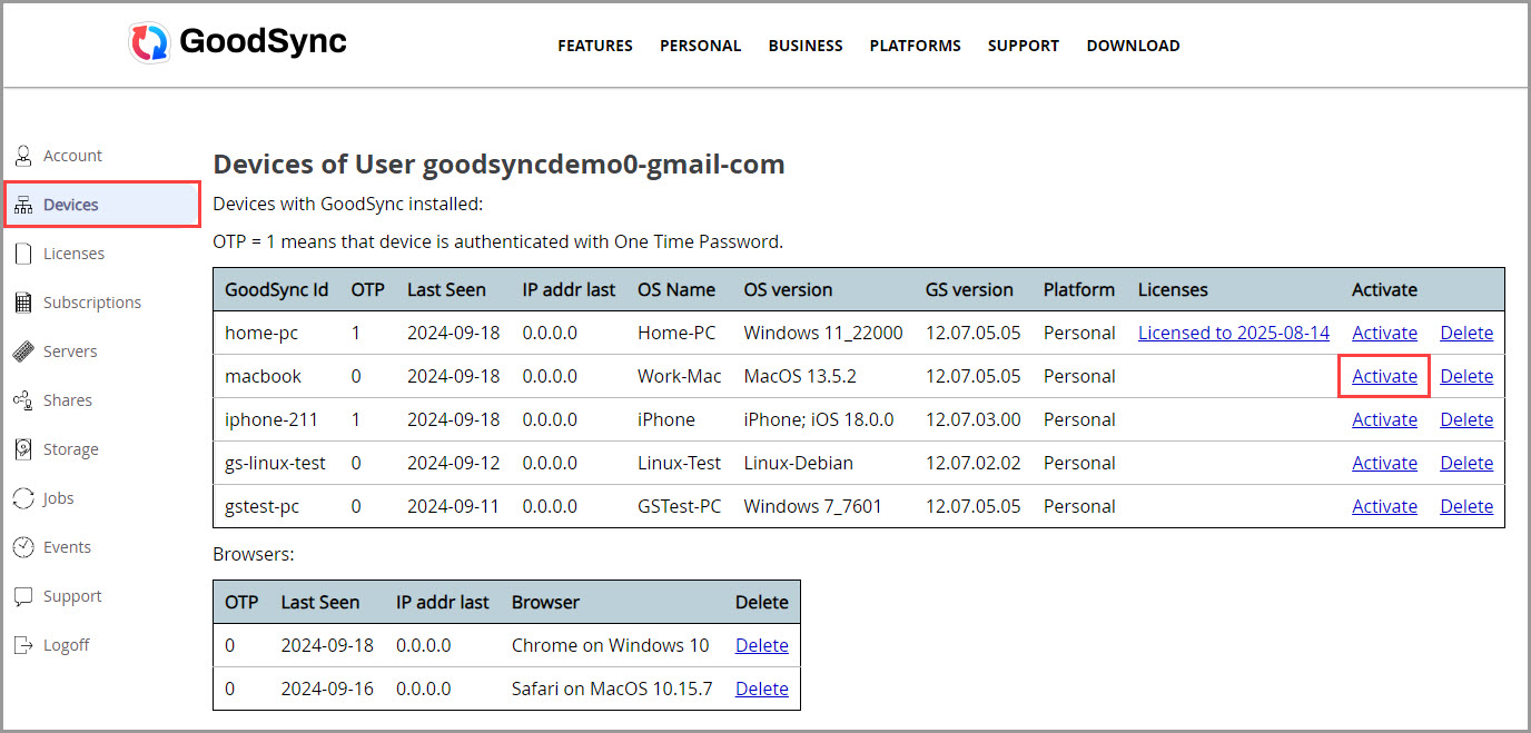 在 Devices 部分直接分配 License