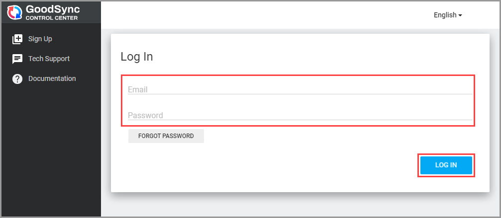 Control Center 登入界面