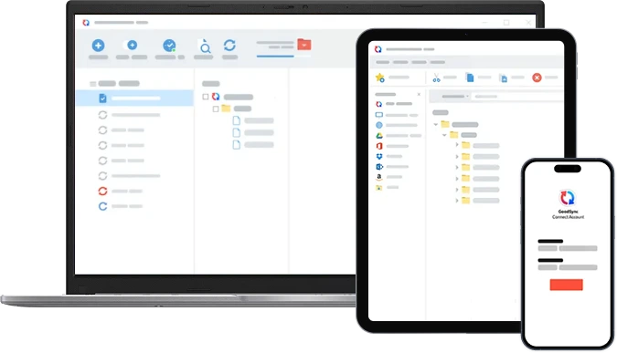 GoodSync 跨 Windows、平板與手機的文件同步界面